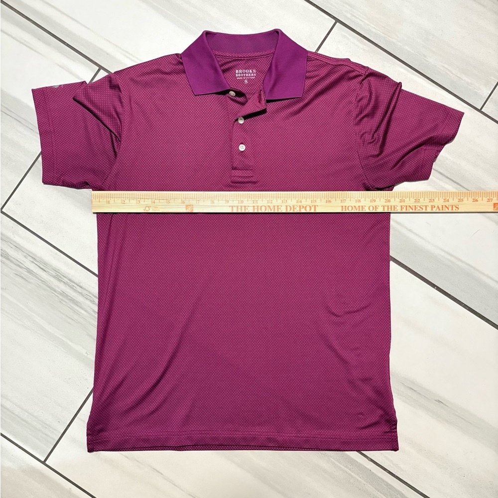 Brooks Brothers Men's Small Polo Shirt Maroon Micro-Dot Stretch Golf Performance - Picture 13 of 16